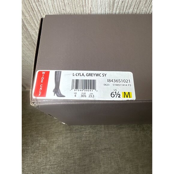 Franco Sarto Womens Sz 6.5 Lyla Wide Calf Zip Gray Knee High Boots Pointed Toe - Picture 11 of 12